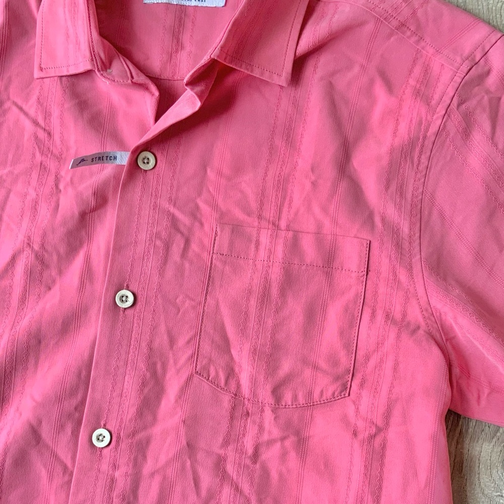 Tommy Bahama Coral Pink Short Sleeve Button-Down Shirt - Picture 9 of 15